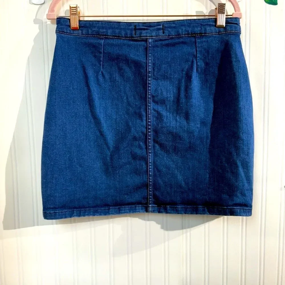 Free People-‎ We The Free Blue Wrap Mini Skirt Casual Sz 12